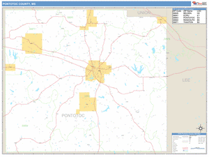 Pontotoc County, Mississippi Zip Code Wall Map