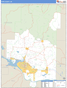 Pope County, Arkansas Zip Code Wall Map