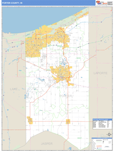 Porter County, Indiana Zip Code Wall Map