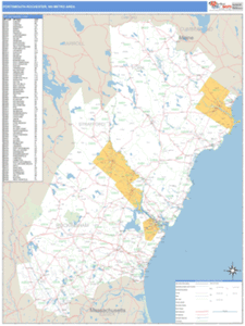 Portsmouth-Rochester, New Hampshire Metro Area Wall Map