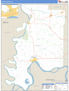 Posey County, Indiana Zip Code Wall Map