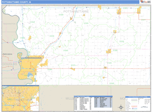 Pottawattamie County, Iowa Zip Code Wall Map