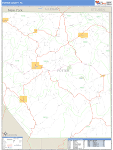 Potter County, Pennsylvania Zip Code Wall Map