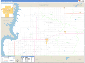 Potter County, South Dakota Zip Code Wall Map