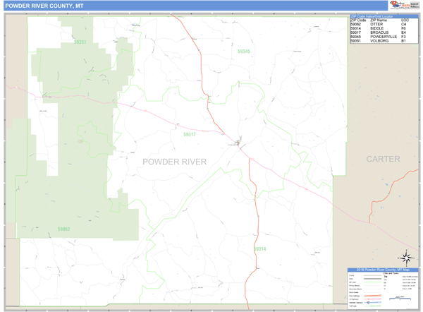 Powder River County, Montana Zip Code Wall Map Market Maps (IDI)