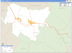 Powell County, Kentucky Zip Code Wall Map