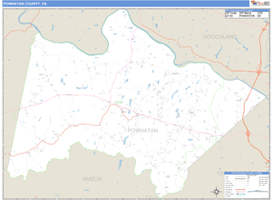 Powhatan County, Virginia Zip Code Wall Map