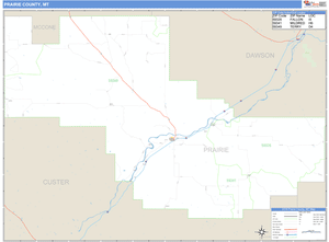 Prairie County, Montana Zip Code Wall Map
