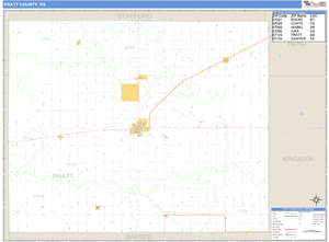 Pratt County, Kansas Zip Code Wall Map