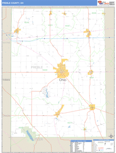 Preble County, Ohio Zip Code Wall Map