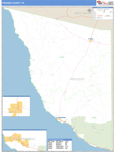 Presidio County, Texas Zip Code Wall Map