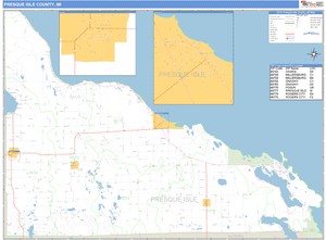 Presque Isle County, Michigan Zip Code Wall Map