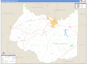 Prince Edward County, Virginia Zip Code Wall Map