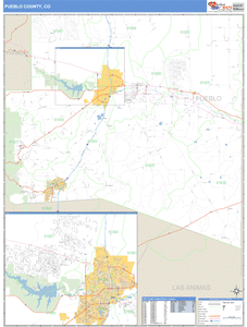 Pueblo County, Colorado Zip Code Wall Map