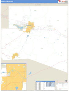 Pueblo, Colorado Metro Area Wall Map