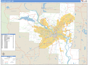Pulaski County, Arkansas Zip Code Wall Map
