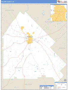 Pulaski County, Georgia Zip Code Wall Map