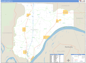 Pulaski County, Illinois Zip Code Wall Map