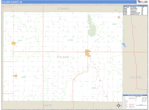 Pulaski County, Indiana Zip Code Wall Map