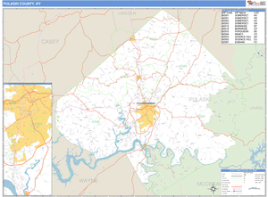 Pulaski County, Kentucky Zip Code Wall Map