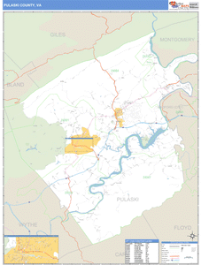 Pulaski County, Virginia Zip Code Wall Map