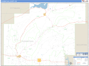 Pushmataha County, Oklahoma Zip Code Wall Map