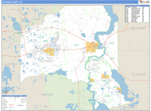 Putnam County, Florida Zip Code Wall Map