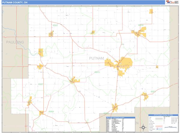 Putnam County, Ohio Zip Code Wall Map Market Maps (IDI)