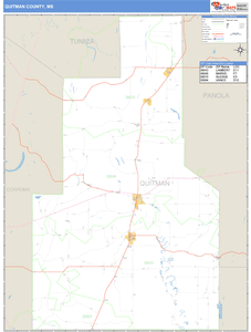 Quitman County, Mississippi Zip Code Wall Map