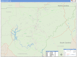 Rabun County, Georgia Zip Code Wall Map