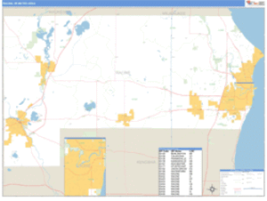 Racine, Wisconsin Metro Area Wall Map