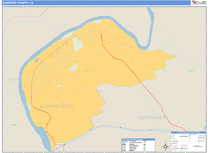 Radford County, Virginia Zip Code Wall Map