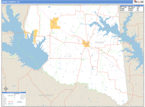 Rains County, Texas Zip Code Wall Map