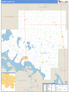 Ramsey County, North Dakota Zip Code Wall Map