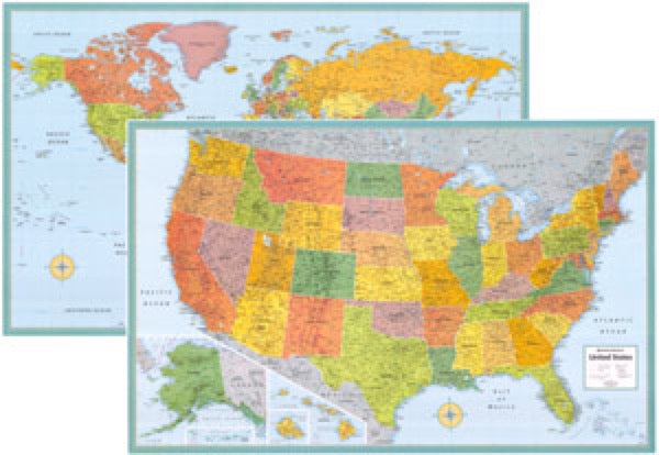 Rand McNally USA and World Wall Map Set Eastview