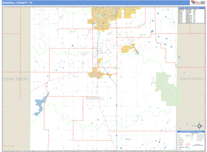Randall County, Texas Zip Code Wall Map