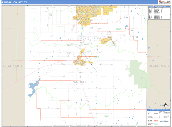 Randall County, Texas Zip Code Wall Map Market Maps (IDI)