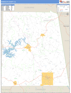 Randolph County, Alabama Zip Code Wall Map