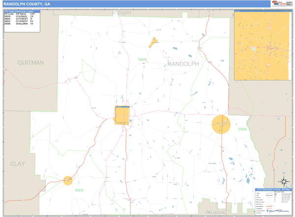 Randolph County, Georgia Zip Code Wall Map | Map Geek.com