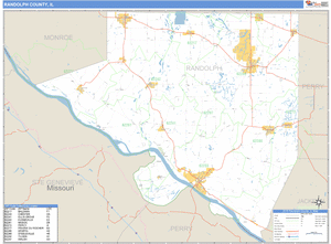 Randolph County, Illinois Zip Code Wall Map