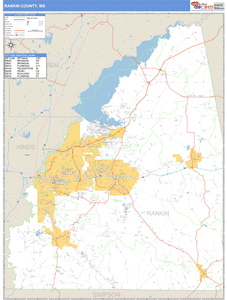 Rankin County, Mississippi Zip Code Wall Map