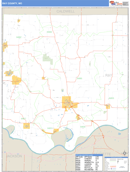 Ray County, Missouri Zip Code Wall Map Market Maps (IDI)