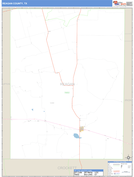 Reagan County, Texas Zip Code Wall Map Market Maps (IDI)