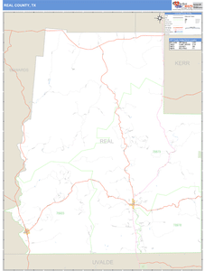 Real County, Texas Zip Code Wall Map