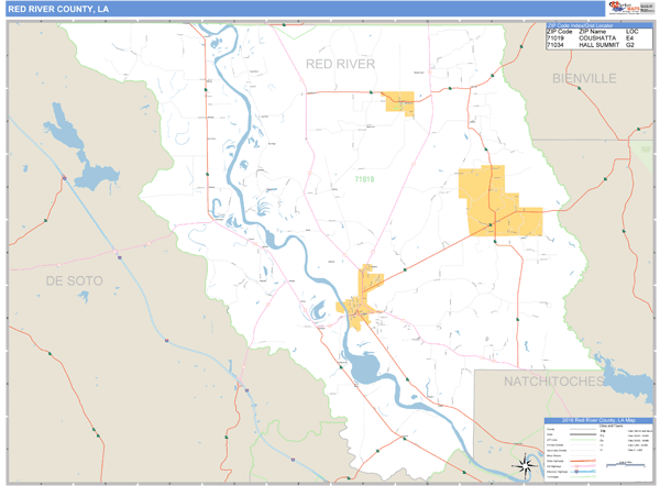Red River County, Louisiana Zip Code Wall Map Market Maps (IDI)