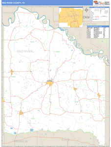 Red River County, Texas Zip Code Wall Map