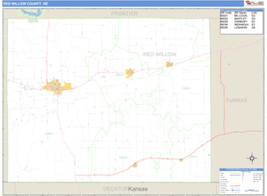 Red Willow County, Nebraska Zip Code Wall Map
