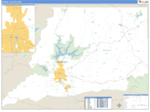 Redding, California Metro Area Wall Map Market Maps (IDI)
