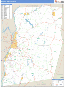 Rensselaer County, New York Zip Code Wall Map