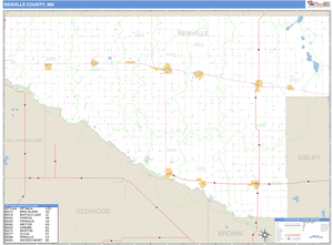 Renville County, Minnesota Zip Code Wall Map